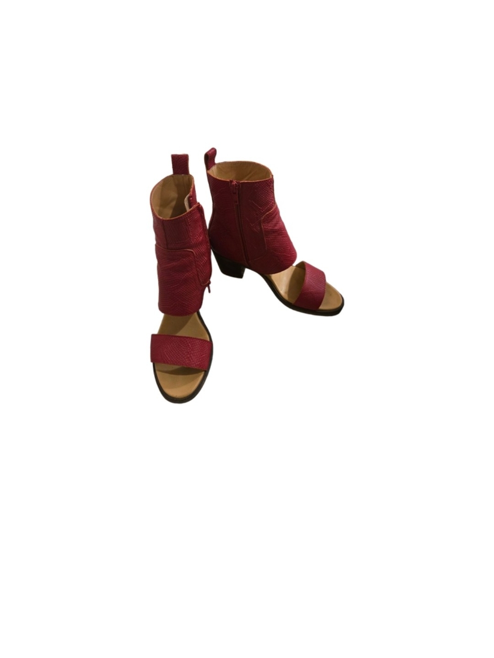 Maison Margiela Red Open-Toe Ankle Boot Sandals - Women's Fashion Heel